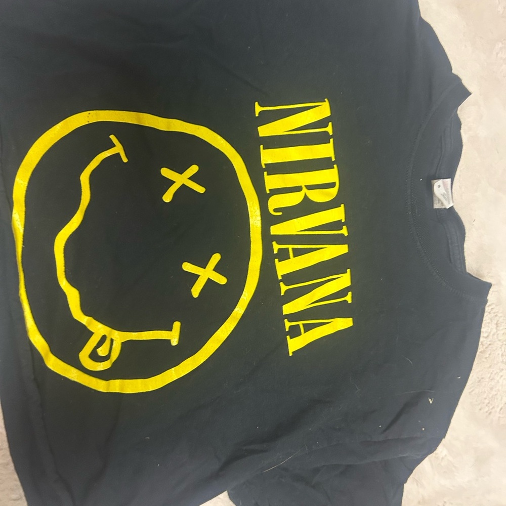 NIRVANA Black and Yellow Kids Short Sleeve Tee